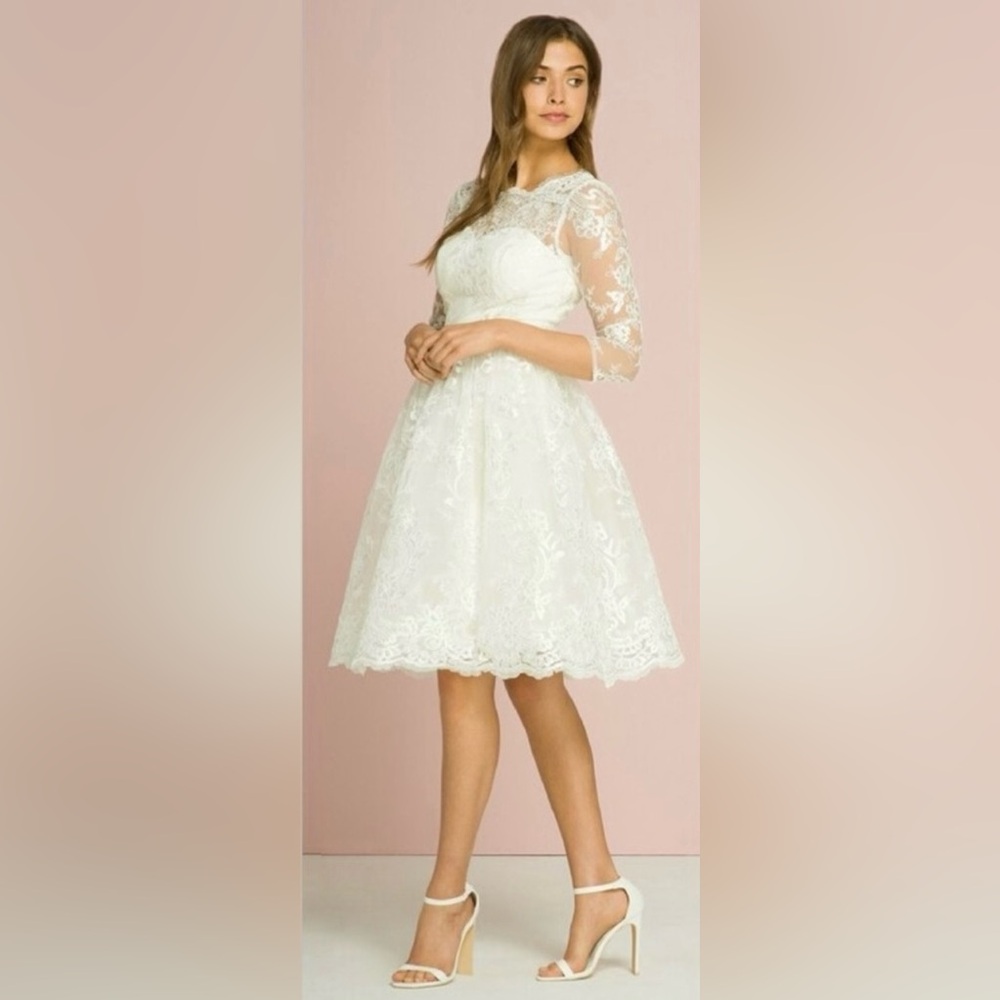Chi Chi London Bridal Charlize Embroidered Floral Midi Wedding Dress